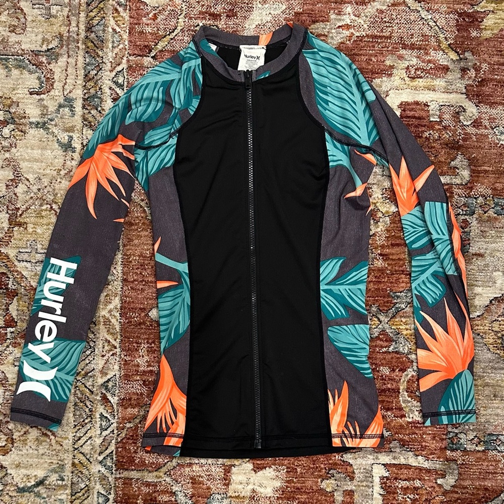 Hurley Women's Floral Swim Coverup - Black and Orange